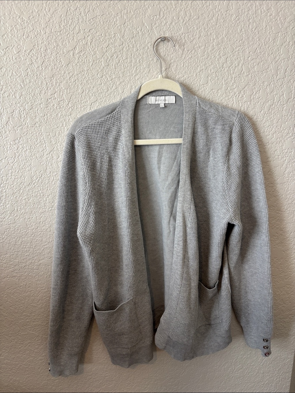 Marshalls - Verve Ami - Light Gray Open-Front Knit Cardigan